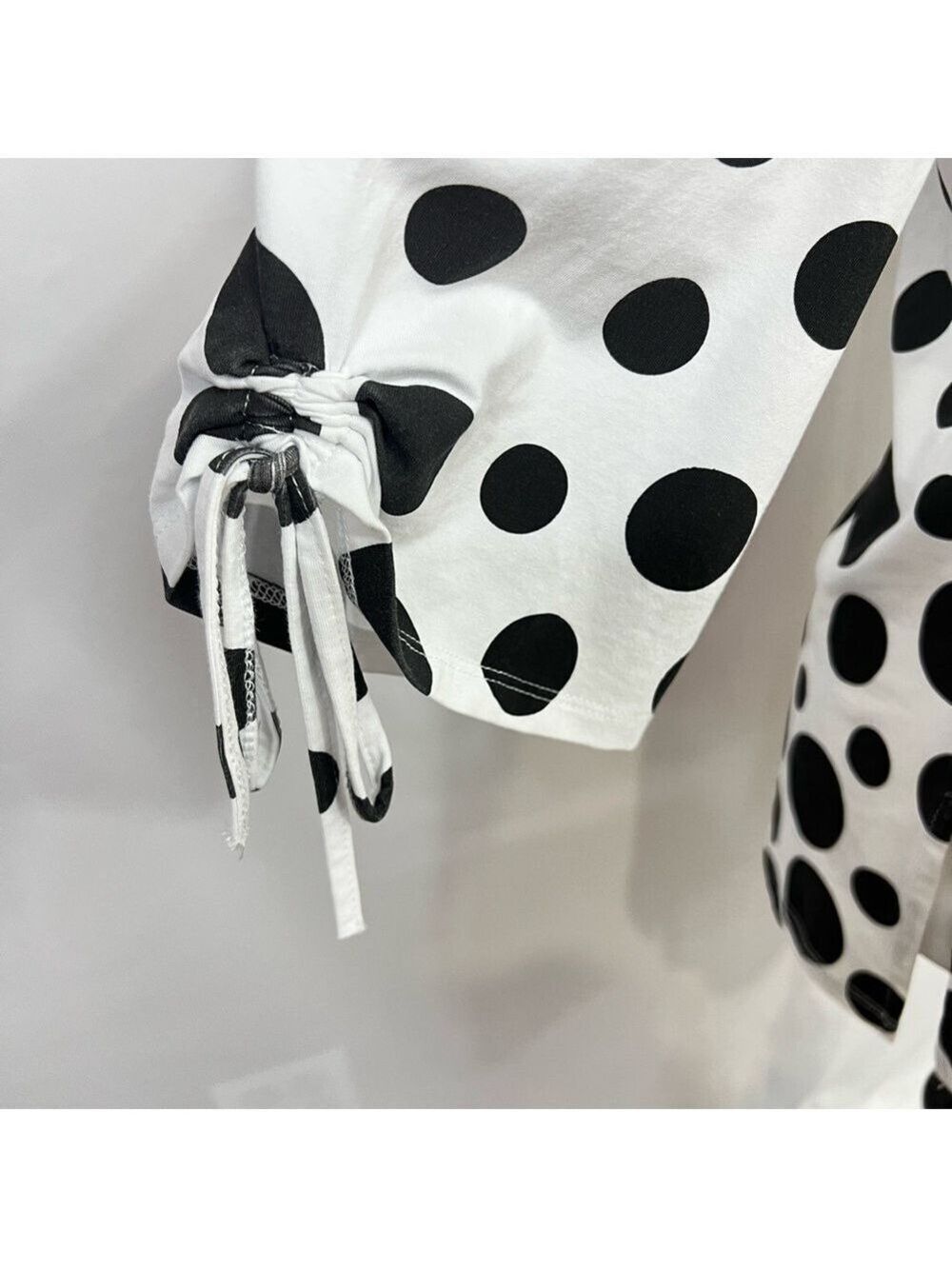 Vecceli Italy Cold Shoulder V-Neck Tunic White Black Dots Size S - Picture 10 of 13